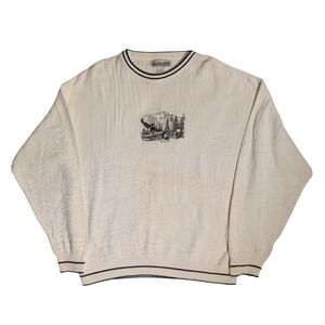 Vintage Fieldmaster Sweater Mens Size XL Nature Tight Knit Deer Eagle Trout